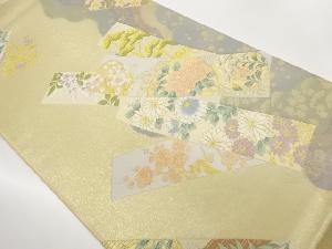 短冊に花々・舟模様織出し袋帯